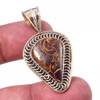 Natural Maryam Jasper 925 Solid Sterling Silver Gift TwoTone Pendant 1.50 h2s52