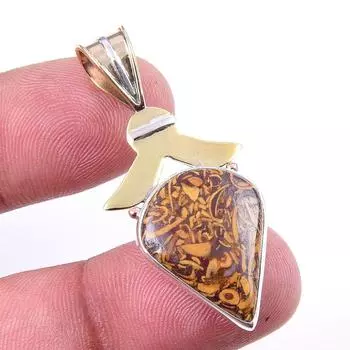 Natural Maryam Jasper 925 Solid Sterling Silver Gift TwoTone Pendant 1.75 q0m31