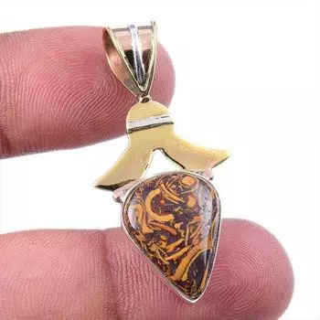 Natural Maryam Jasper 925 Solid Sterling Silver Gift TwoTone Pendant 1.50 C3u03