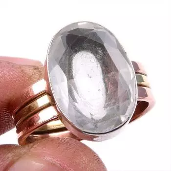 Natural Maryam Jasper Gemstone 925 Solid Silver Jewelry Two Tone Ring 7.5US G0y23