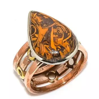Natural Maryam Jasper Gemstone Two Tone 925 Sterling Silver Gift Ring S.9 t9i29