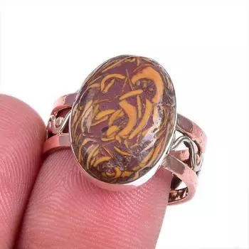 Natural Maryam Jasper Gemstone Two Tone 925 Sterling Silver Gift Ring S.8 G7r05