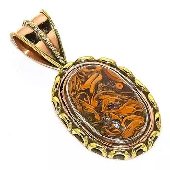 Natural Maryam Jasper TwoTone 925 Solid Sterling Silver Gift Pendant 1.50 h5B00