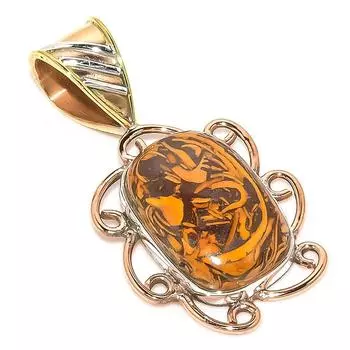 Natural Maryam Jasper TwoTone 925 Solid Sterling Silver Gift Pendant 1.50 H9u73