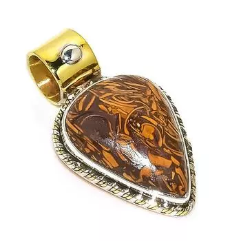 Natural Maryam Jasper TwoTone 925 Solid Sterling Silver Gift Pendant 1.25 I0U24