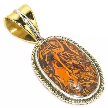 Natural Maryam Jasper TwoTone 925 Solid Sterling Silver Gift Pendant 1.25 R4O83
