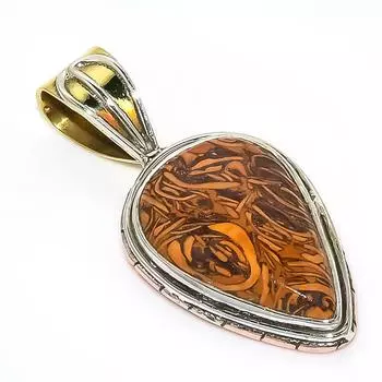 Natural Maryam Jasper TwoTone 925 Solid Sterling Silver Gift Pendant 1.40 w9m95