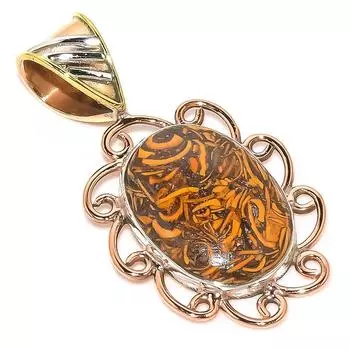 Natural Maryam Jasper TwoTone 925 Solid Sterling Silver Gift Pendant 1.50 a8F87