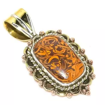 Natural Maryam Jasper TwoTone 925 Solid Sterling Silver Gift Pendant 1.50 O9b71