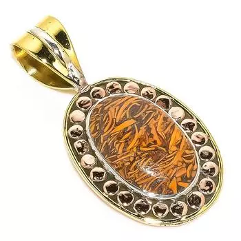 Natural Maryam Jasper TwoTone 925 Solid Sterling Silver Gift Pendant 1.50 t5D50