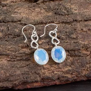 Natural Milky Opal Gemstone 925 Sterling Silver Handmade Jewelry Earrings 1.60 EE-12-16