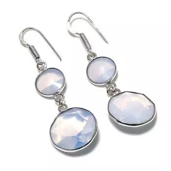 Natural Milky Opal Gemstone 925 Sterling Silver Jewelry Earring 2.17 d2V96