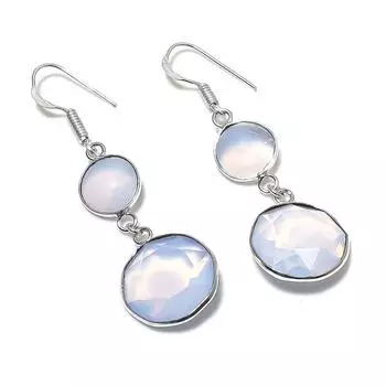 Серьги из стерлингового серебра 925 пробы с натуральным молочным опалом 2,17 дюйма h2l25