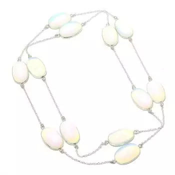 Natural Milky Opal Gemstone 925 Sterling Silver Jewelry Necklace 36 T8m31