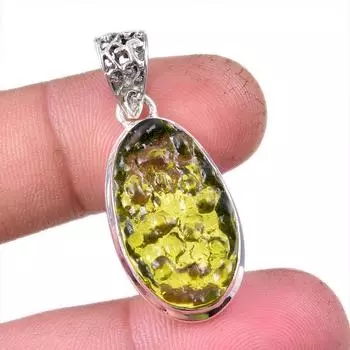 Natural Moldavite Gemstone Handmade 925 Solid Sterling Silver Pendant 1.50 q7V12