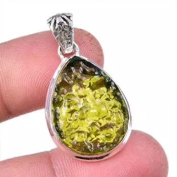Natural Moldavite Gemstone Handmade 925 Solid Sterling Silver Pendant 1.50 b3D72