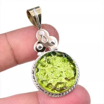 Natural Moldavite Gemstone Handmade 925 Solid Sterling Silver Pendant 2 C8C00