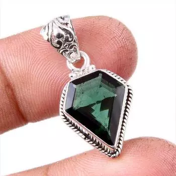 Natural Moldavite Gemstone Handmade 925 Solid Sterling Silver Pendant 1.25 T6r04