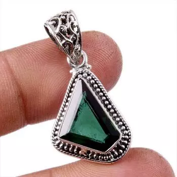 Natural Moldavite Gemstone Handmade 925 Solid Sterling Silver Pendant 1.25 W0v94