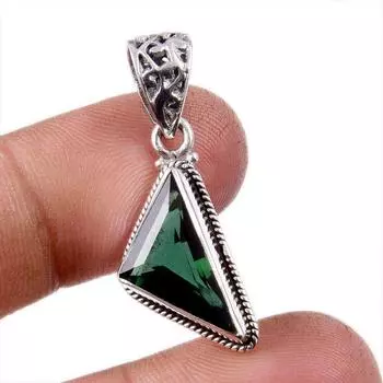 Natural Moldavite Gemstone Handmade 925 Solid Sterling Silver Pendant 1.25 D8N90