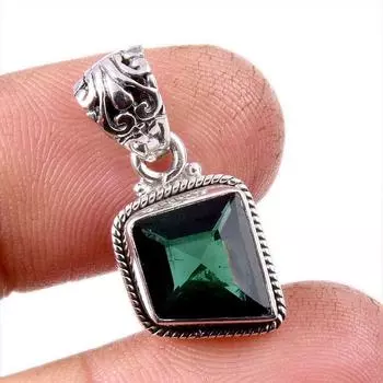 Natural Moldavite Gemstone Handmade 925 Solid Sterling Silver Pendant 1.25 t7L90