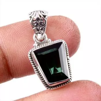 Natural Moldavite Gemstone Handmade 925 Solid Sterling Silver Pendant 1 w7A15