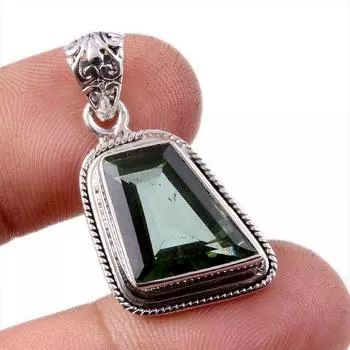 Natural Moldavite Gemstone Handmade 925 Solid Sterling Silver Pendant 1.25 L3s24