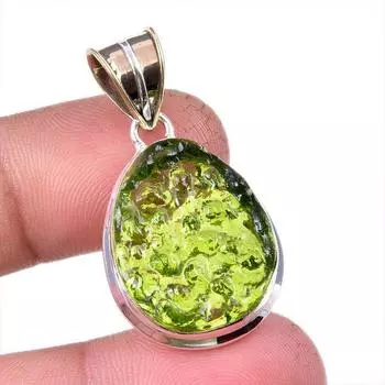 Natural Moldavite Gemstone Handmade 925 Solid Sterling Silver Pendant 1.50 l8F48