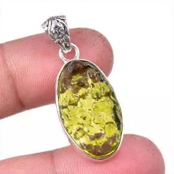 Natural Moldavite Gemstone Handmade 925 Solid Sterling Silver Pendant 1.50 H9r10
