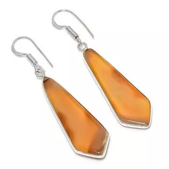 Natural Montana Agate Gemstone 925 Sterling Silver Jewelry Earring 2.21 i8v87