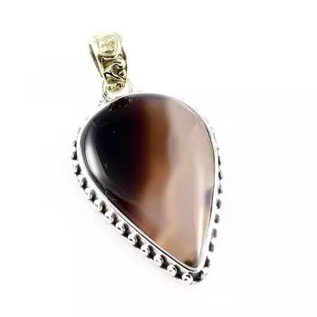 Natural Montana Agate Gemstone 925 Sterling Silver Two Tone Pendant 1.6 V8u37