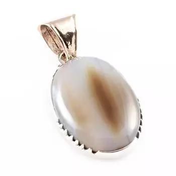 Natural Montana Agate Gemstone 925 Sterling Silver Two Tone Pendant 1.6 D9K56