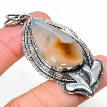 Natural Montana Agate Gemstone 925 Sterling Silver Gift Pendant 2.68 L2m29