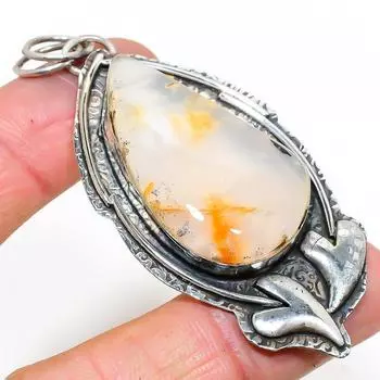 Natural Montana Agate Gemstone 925 Sterling Silver Gift Pendant 2.96 P8N58