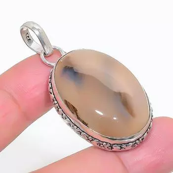Natural Montana Agate Gemstone 925 Sterling Silver Jewelry Pendant 2.01 E8y58