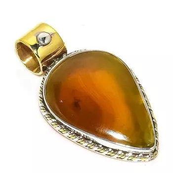 Natural Montana Agate TwoTone 925 Solid Sterling Silver Gift Pendant 1.25 o3f16