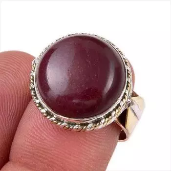 Natural Mookaite Gemstone 925 Solid Sterling Silver Gift Two Tone Ring S.7 d5q46