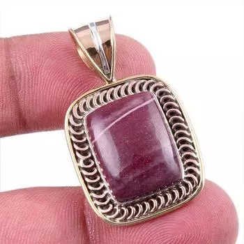 Natural Mookaite Gemstone 925 Solid Sterling Silver Two Tone Pendant 1.25 g3Y84