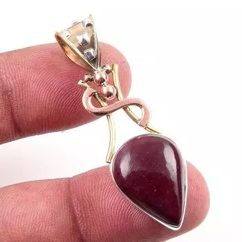 Natural Mookaite Gemstone 925 Solid Sterling Silver Two Tone Pendant 1.75 c6f11