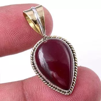 Natural Mookaite Gemstone 925 Solid Sterling Silver Two Tone Pendant 1.25 R0E40