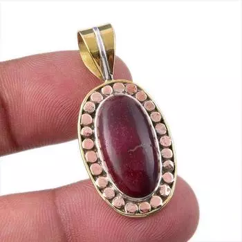 Natural Mookaite Gemstone 925 Solid Sterling Silver Two Tone Pendant 1.50 O9P16