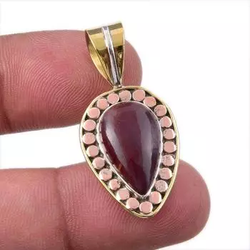 Natural Mookaite Gemstone 925 Solid Sterling Silver Two Tone Pendant 1.50 u0H05
