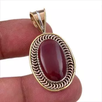 Natural Mookaite Gemstone 925 Solid Sterling Silver Two Tone Pendant 1.50 I3m58