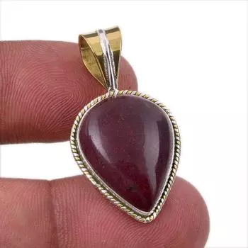 Natural Mookaite Gemstone 925 Solid Sterling Silver Two Tone Pendant 1.50 z2N15