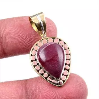 Natural Mookaite Gemstone 925 Solid Sterling Silver Two Tone Pendant 1.5 v7Y20