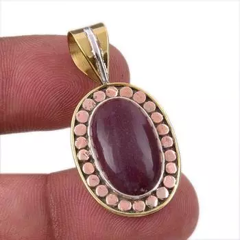 Natural Mookaite Gemstone 925 Solid Sterling Silver Two Tone Pendant 1.50 y8c91
