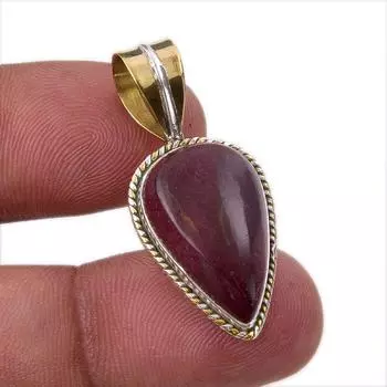 Natural Mookaite Gemstone 925 Solid Sterling Silver Two Tone Pendant 1.50 v0t56