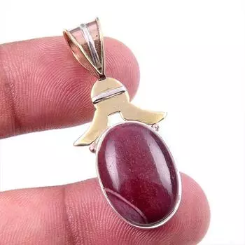 Natural Mookaite Gemstone 925 Solid Sterling Silver Two Tone Pendant 1.50 y6u50