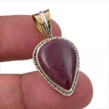 Natural Mookaite Gemstone 925 Solid Sterling Silver Two Tone Pendant 1.50 s4U02