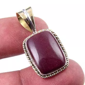 Natural Mookaite Gemstone 925 Solid Sterling Silver Two Tone Pendant 1.25 o8W89